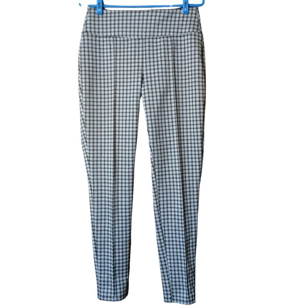 Nine West Size Medium/Large Plaid Leggings Pull On Skinny Casual Classic